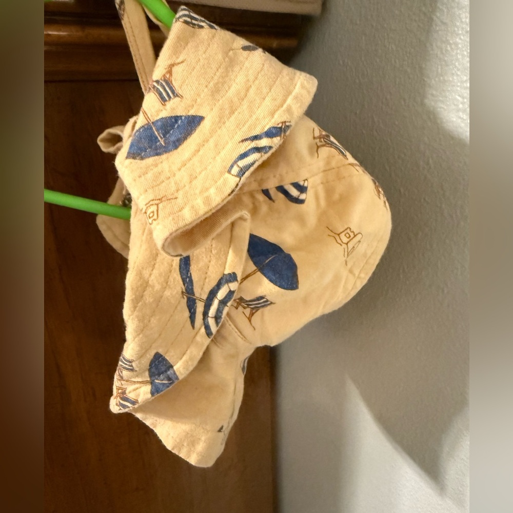 Kate Quinn Cream Baby Hat with beach print